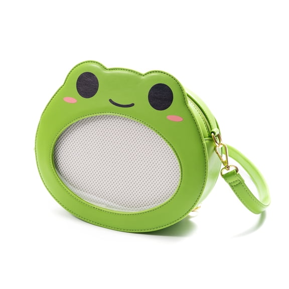 Cute Frog Bag Crossbody Backpack Purse Leather for Pins Badge Display Gift for Birthday Animal Lover