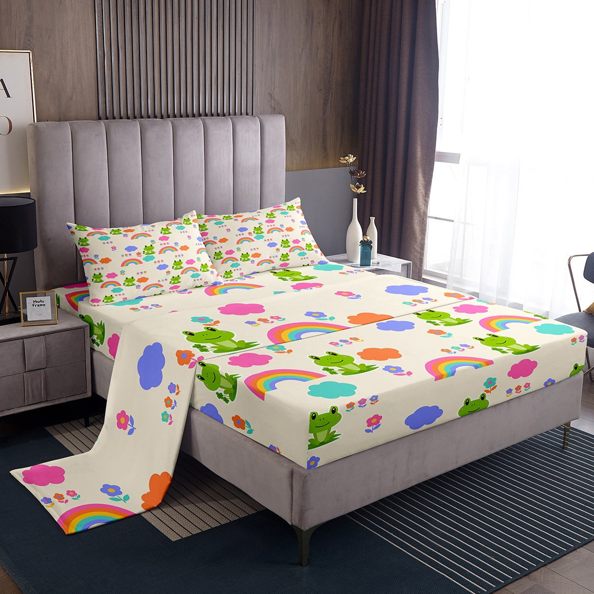 Cute Frog Bed Sheets Set for Boys Girls Flower Twin Size Sheet Sets ...