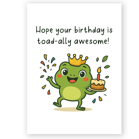 Cute Frog Birthday Card for Friend "The Birthday Frog" Funny Animal Greeting Card