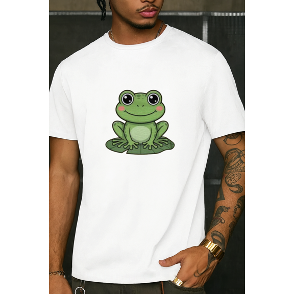 Cute Frog Cartoon Funny Green Animal Lover Art Unisex T-Shirt up to size 5XL