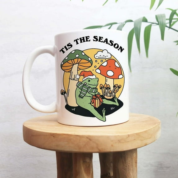 Cute Frog Christmas Mug, Festive Tis the Season Christmas Cup, Hot Chocolate Mug, Xmas Eve Box Filler, Boy Girl Xmas Secret Santa, Mug Gifts