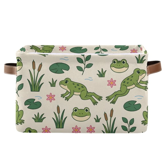 Cute Frog Foldable Storage Large Fabric Storage Baskets Organizer Storage Bins with Handles for Home Office