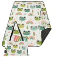 thumbnail image 1 of Cute Frog Head and Rainbow Extra Large Picnic Beach Blanket Waterproof Sand Proof Portable Outdoor Mat 80x118, 1 of 1