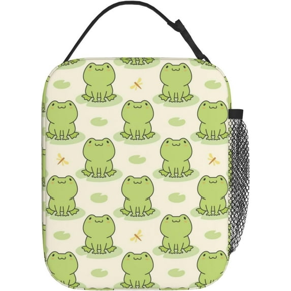 Cute Frog Insulated Lunch Bag Portable Reusable Zipper Lunch Box For Men Women Work Picnic Travel Camping