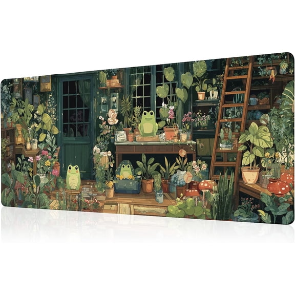 Cute Frog Kawaii Green Mouse Pad Extended Gaming Mouse Pad, XL Large Computer Laptop Keyboard Wireless Mouse Mat for Desk Extended Deskpad Mat Desk Decor for Office and Home 31.5x11.8