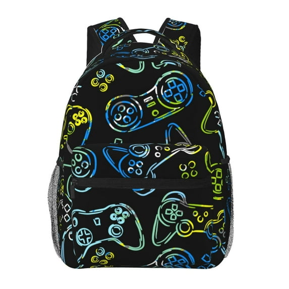 Joystick Game Kids School Canvas Backpack For Boys Girls,15.7 in Colorful Student Rucksack Book Laptop Bag For Elementary Junior High School College Hiking,Mochila Para Niños Age 5-17