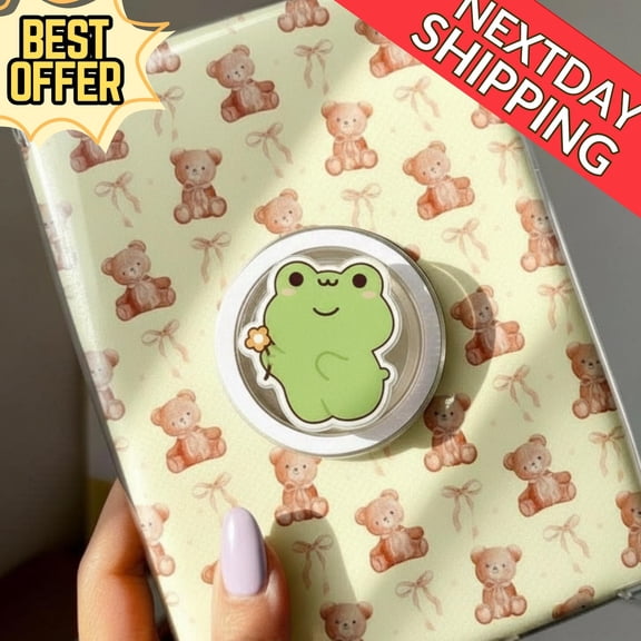 Cute Frog Magsafe Phone Grip Kawaii Green Frog with Flower Phone Stand, Adorable Pop Grip for Phones, Aesthetic Gift for Her