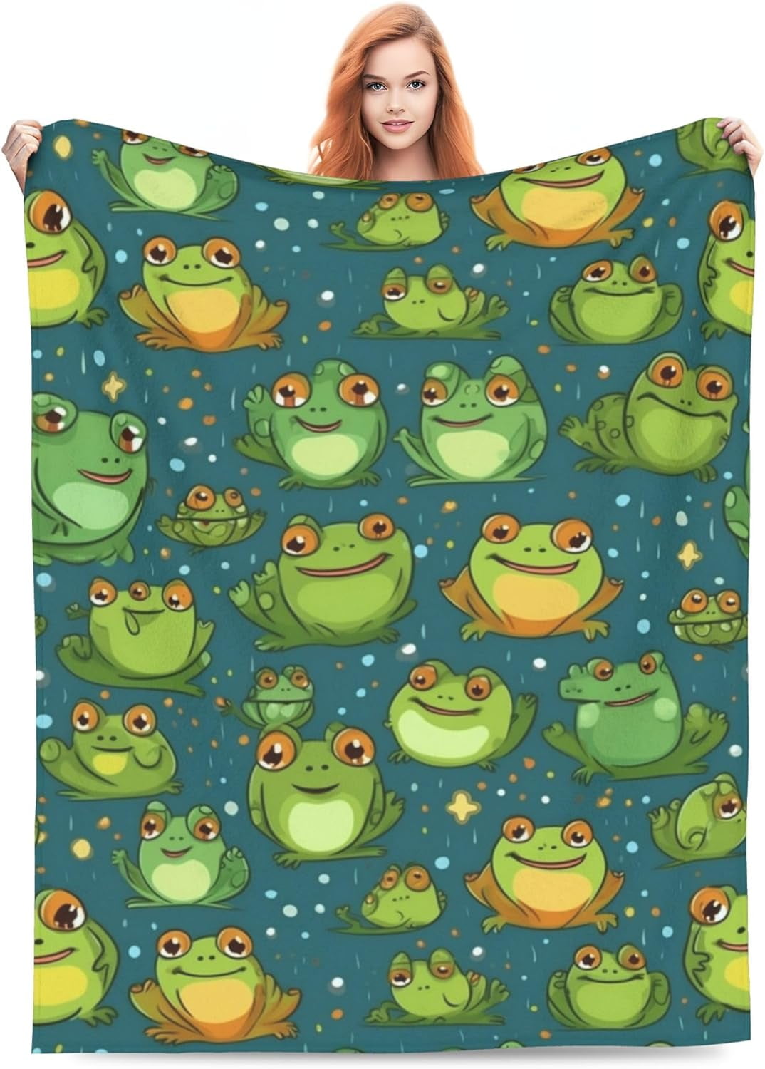 Anuruddha Personalized Blanket With Name, Floral Frog Custom Name Flannel Blankets Fluffy Cozy Frog Mushroom Throws For Couchbed Gifts For Loved Ones S 4050 For Kids