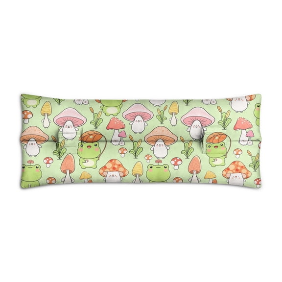 Cute Frog & Mushroom Pattern Seatbelt Pillow - Post-Surgery Chest Protector for Mastectomy Heart Surgery Recovery - Soft Pressure Relief Pad for Car Travel (Green Flower Print)