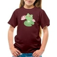 thumbnail image 1 of Cute Frog On A Water Lily Leaf T-Shirt Juniors -Image by Shutterstock,  Medium, 1 of 4