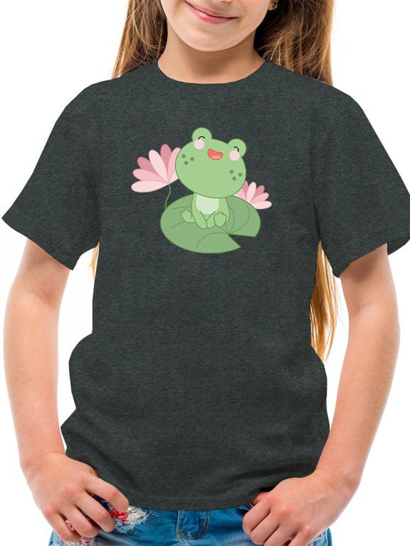 Cute Frog On A Water Lily Leaf T-Shirt Juniors -Image by Shutterstock, x-Large