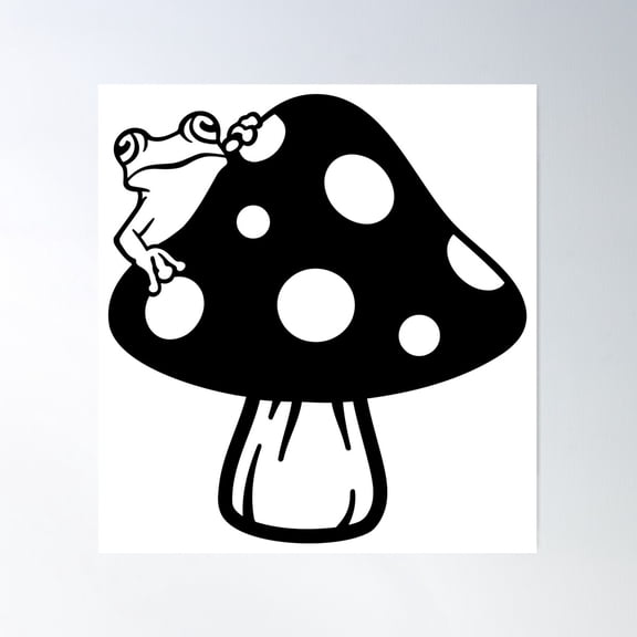 Cute Frog On Mushroom Poster Wall Art, Modern Wall Decor For Living Room Bedroom, 8x12 UNFRAMED