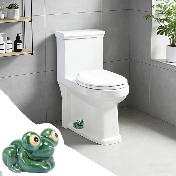 Cute Frog Pattern Ceramic Toilet Bolt Caps, Funny Novelty Toilet Lid Accents, Durable Ceramic Toilet Decorative Ornaments for Standard Toilet Installation & Daily Bathroom Space Decoration
