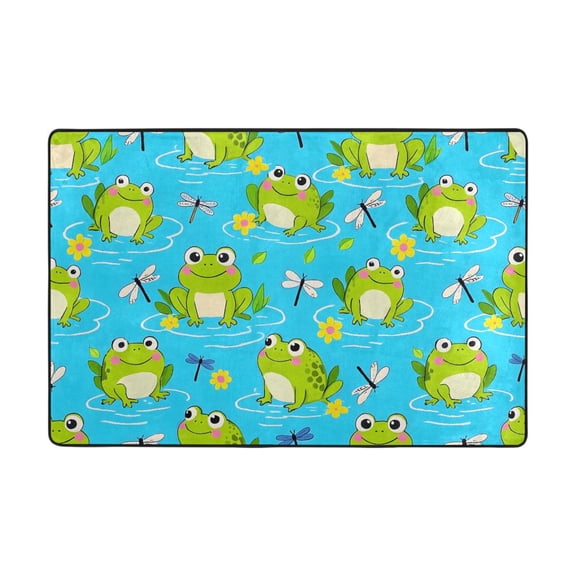 Cute Frog Pattern Rug 36x24in Memory Foam Absorbent Non Slip Plush for Bathroom Kitchen Entryway