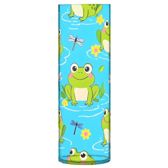 Cute Frog Pattern Vase Flower Vase Clear Unbreakable Plastic Tall Decorative 11.8in
