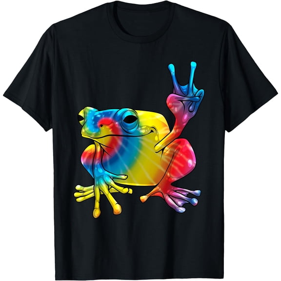 Cute Frog Peace Sign Amphibian Animal Lover Unisex T-Shirt for Men Women Kids