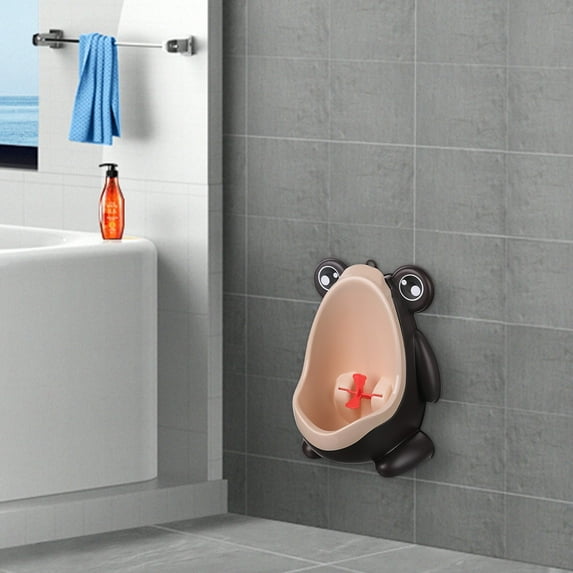 Cute Frog Potty Training Urinal for Boys with Funny Aiming Target(Brown)