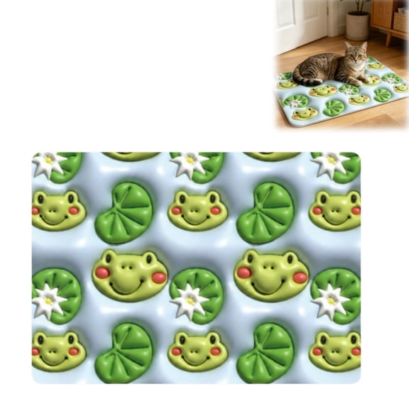 Cute Frog Print Pet Cooling Mat, 15.75" × 11.81" Visual 3D Effect Printed Dog Cat Gel Cooling Pad, Breathable Pet Ice Mat for Summer