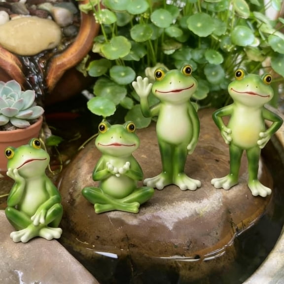 Cute Frog Resin Figurine Statue, Charming Hand-Painted Waterproof UV-Resistant Desktop Garden Ornament, Intricate Detail Perfect Birthday Gift for Indoor Outdoor Patio Yard Pond Shelf Decor, B