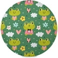 thumbnail image 1 of Cute Frog Round Placemats Washable Placemats Non-Slip Heat-Resistant Table Place Mats for Dining Kitchen Holiday Party Table Decoration 15.4"-6PCS Table Mat, 1 of 7