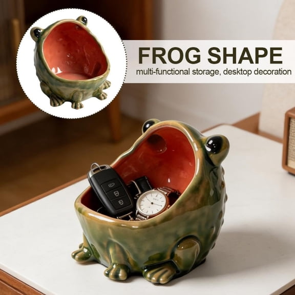 Cute Frog-Shaped Key Holder & Snack Jar - Adorable Frog Storage Box Suitable for Keys, Candy, Office Supplies, Entryway, Desktop Decor with Frog-Themed Container for Home,, or Organization