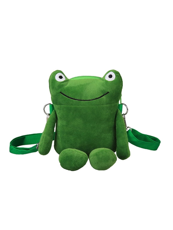 Cute Frog Shoulder Bag For Teen Girls Plush Doll Crossbody Fashionable Novel Handbag Girls Mini Purse