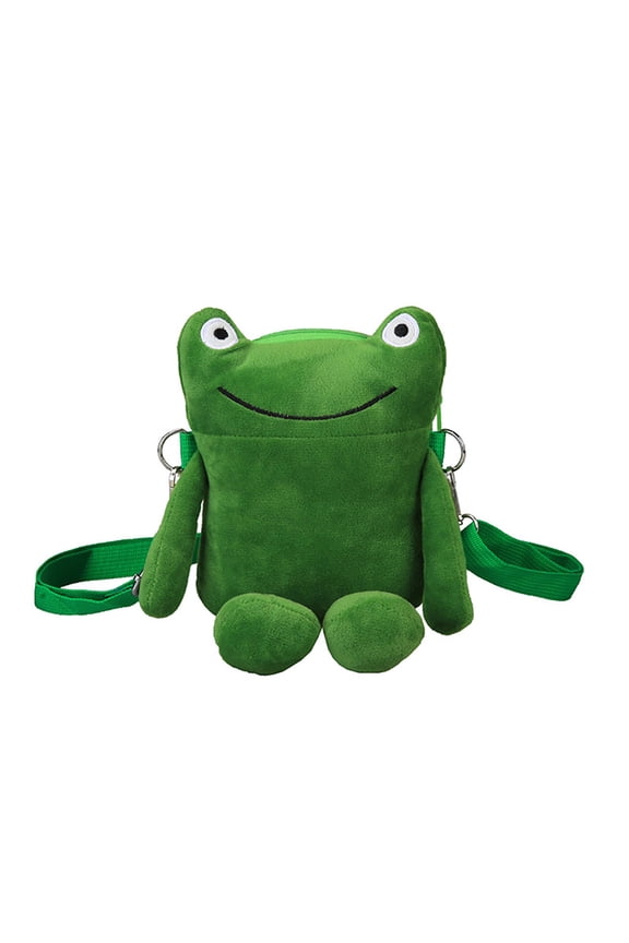 Cute Frog Shoulder Bag For Teen Girls Plush Doll Crossbody Fashionable Novel Handbag Girls Mini Purse