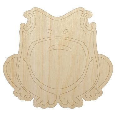 Cute Frog Sitting Wood Shape Unfinished Piece Cutout Craft DIY Projects - 4.70 Inch Size - 1/8 Inch Thick