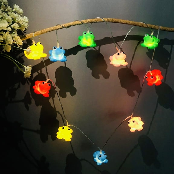 Cute Frog String Lights Colorful Frog Birthday Decoration Prince Frog Battery Operated String Lights Decorative Animal Lights for Wall Window Yard Garden Party Decor