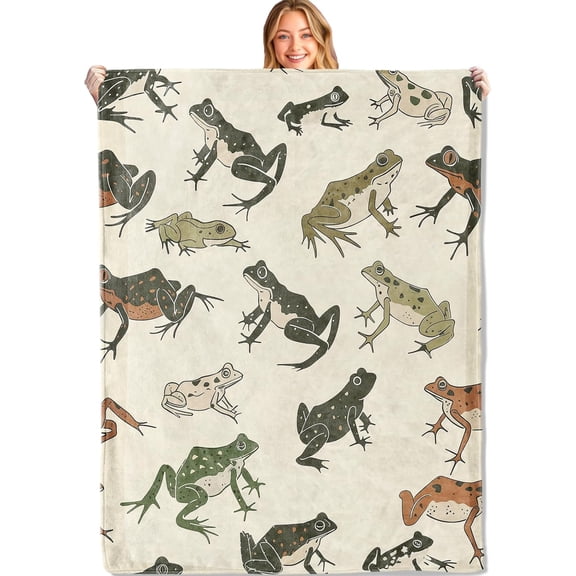 Cute Frog Throw Blanket,40x50in,Soft,Lightweight Flannel,Japanese Frogs Blankets - Gifts for Women & Animal Lovers,for Couch Office Travel,Home Living Room Bed Decor
