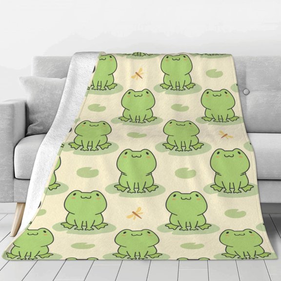 Cute Frog Throw Blanket Frog Gifts for Men Women Soft Cozy Fleece Flannel for Sofa Bed Couch Home Decor All Season for Adults Teen 60x50 Inch