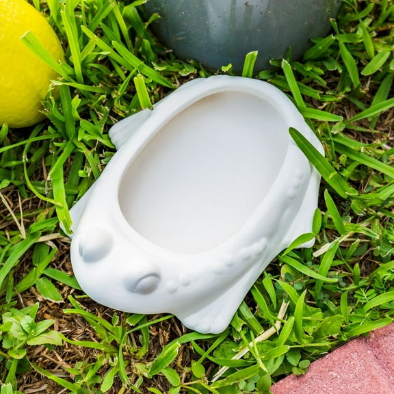 Cute Frog Toad Grass Planter 7" IN STOCK Ceramic Bisque Ready To Paint Pottery