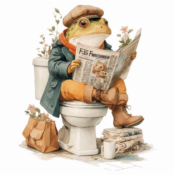 Cute Frog Toilet Wall Sticker - Playful Bathroom Decor Decal for Fun Spaces