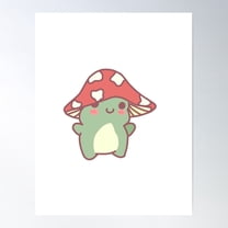 Cute Frog With A Mushroom Hat Poster Wall Art, Modern Wall Decor For Living Room Bedroom, 24x36 UNFRAMED