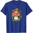 thumbnail image 1 of Cute Frog on Mushroom Cartoon Aesthetic Art Unisex T-Shirt for Men Women Kids Toddler,Royal Blue Color,Size 4XL, 1 of 5