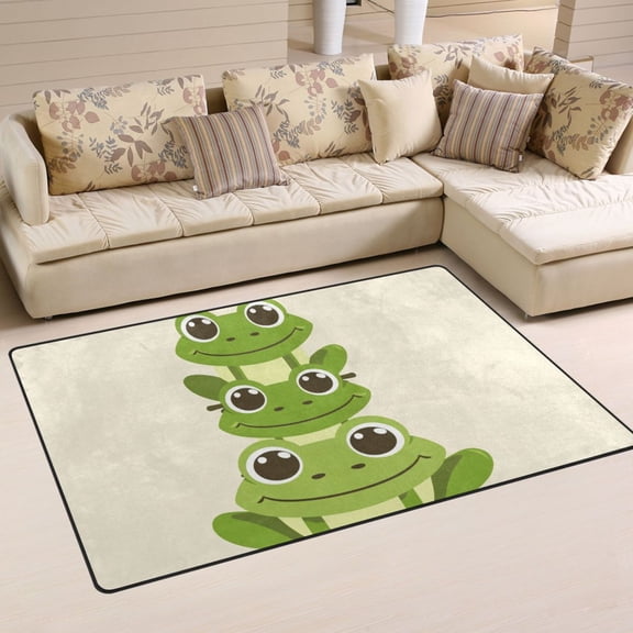 Cute Frogs Area Floor Mats Non-Slip Rugs Soft Doormat 31 x 20 inch Carpet for Living Dining Room Bedroom Decorative