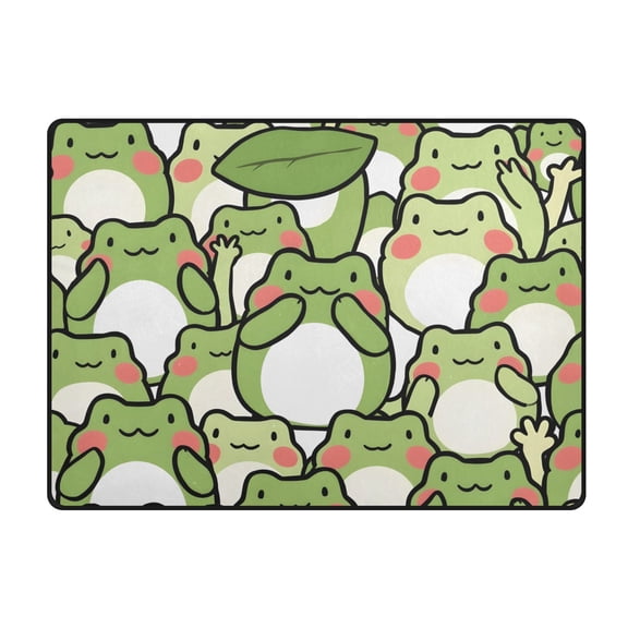 Cute Frogs Area Rug 63x48 Inch Non Slip Absorbent Soft for Bedroom Entryway