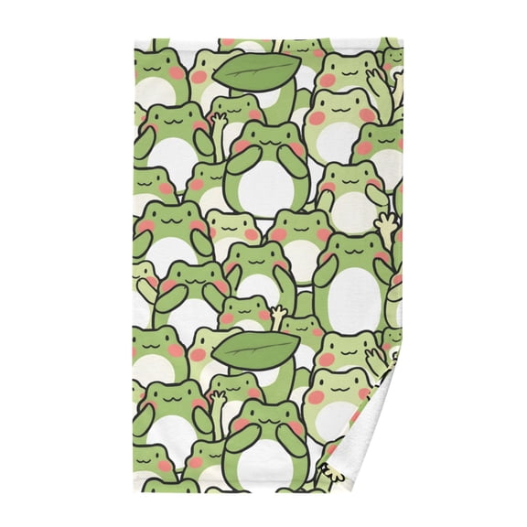Cute Frogs Bath Towel 100% Cotton Soft Thick High Absorbency Hand Face Towel Single Pack 16x28in