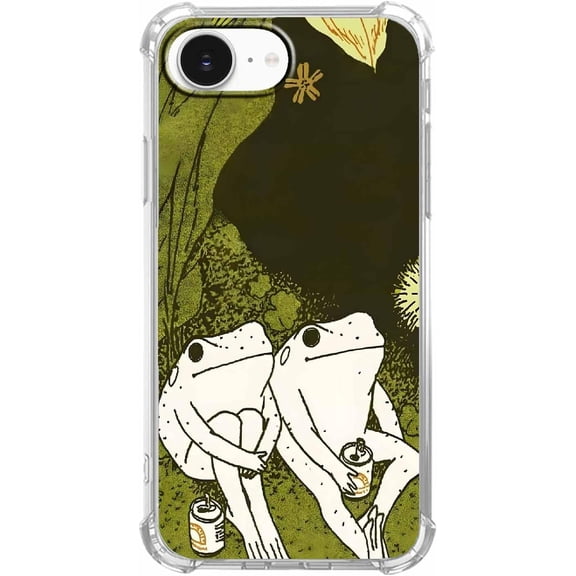 Cute Frogs Case for iPhone 16e/17e, Aesthetic Drinking Frog Pattern, Cool Soft TPU Bumper Case Compatible with iPhone 16e/17e