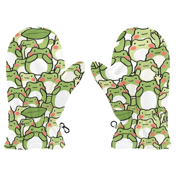 Cute Frogs Cold Weather Mittens Cozy Gloves with Adjustable Fit Perfect for Outdoor Fun