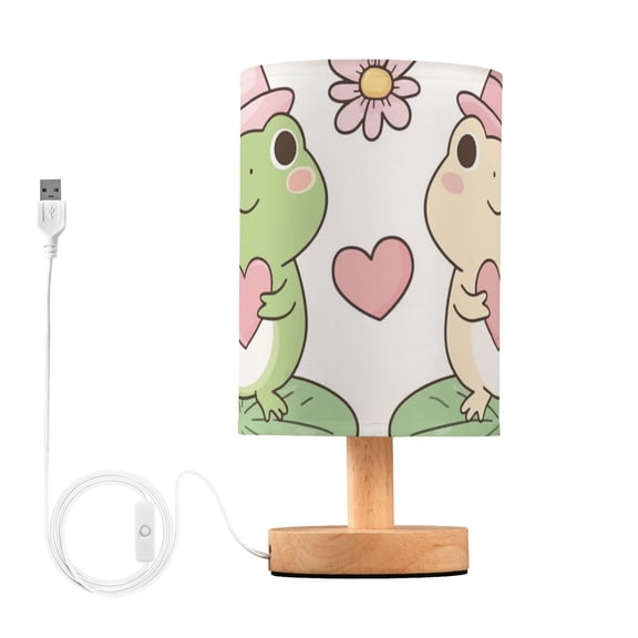 Cute Frogs Holding Hearts Valentine Table Lamp with USB Port LED Warm Light Lamp Night Light Home Decor