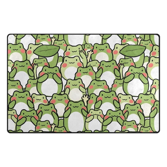 Cute Frogs Memory Foam Area Rug 31"x20" Non Slip, Absorbent, Fade Proof for Living Room, Bedroom, Office