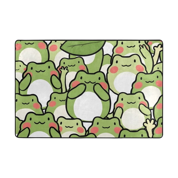 Cute Frogs Rug 72x48in Memory Foam Absorbent Non Slip Plush for Living Room Office Bedroom