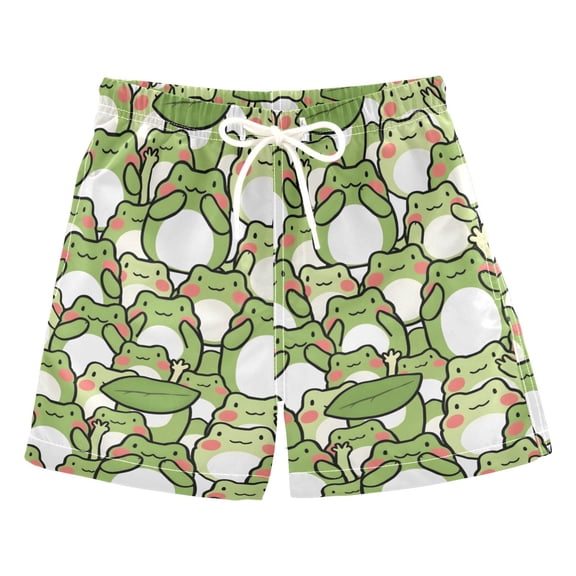 Cute Frogs Swim Trunks Quick Dry Beach Pool Board Shorts Lightweight Stylish Print Sizes 2T to XL