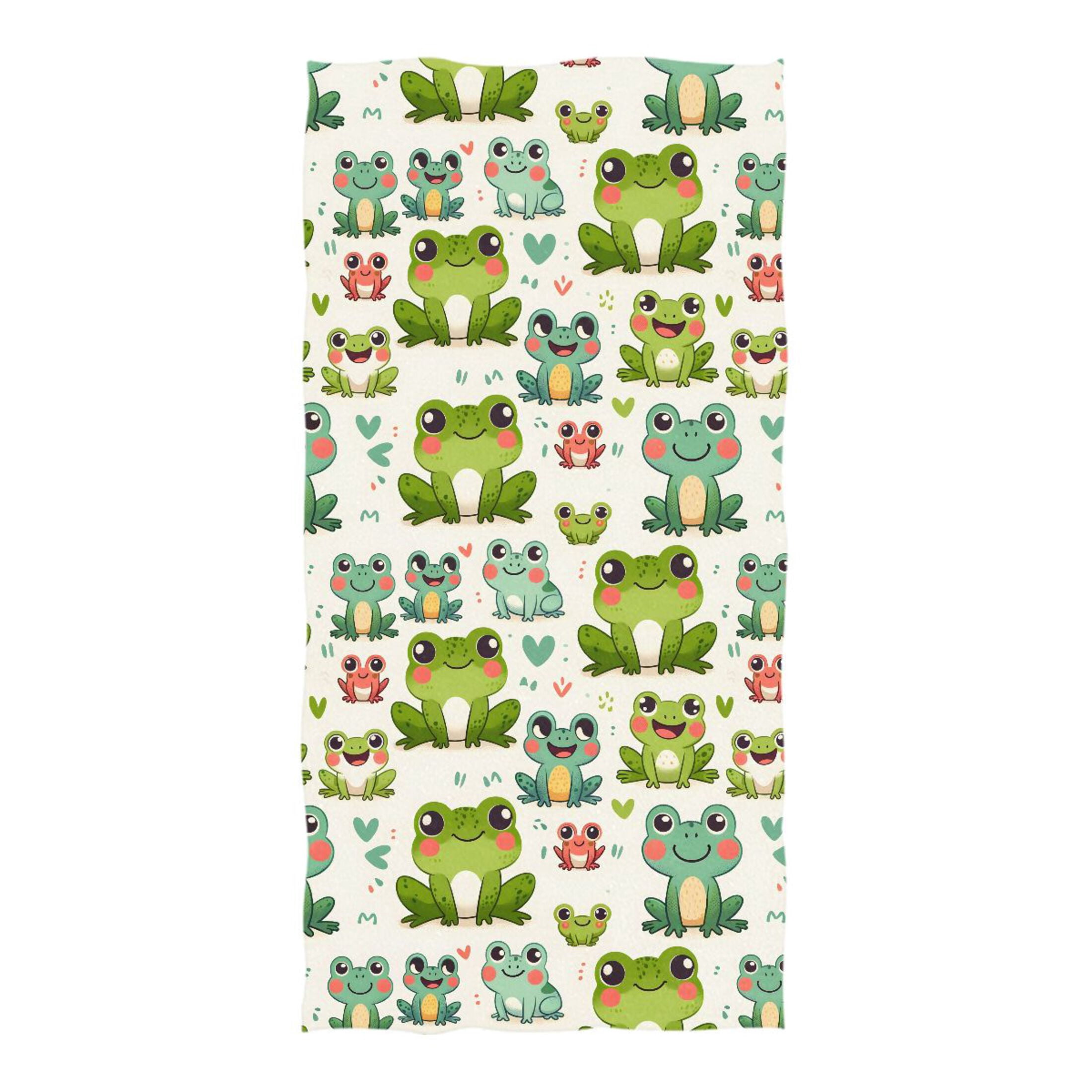 Cute Frogs and Heart Beach Towel Oversized 74"x37" Pool Towels Soft Absorbent Extra Large Quick Drying for Bathroom