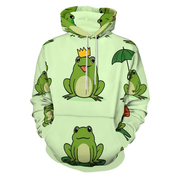 Cute Frogs in Various Poses-1 Men's Women Vintage 3D Hooded Sweatshirt - All-Season Loose Fit Streetwear