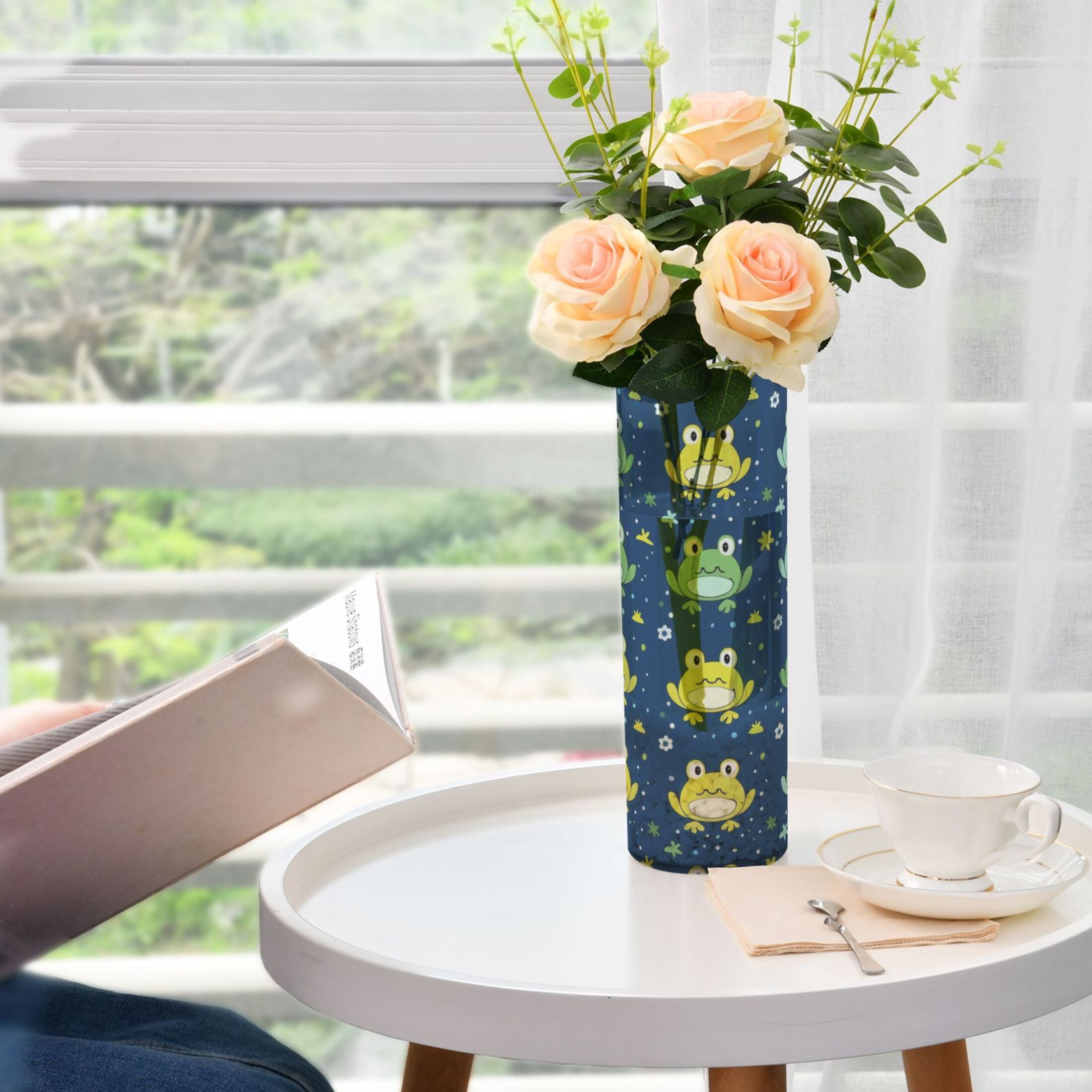 Cute Frogs with Flowers Flower Vase 11.8x3.9 inch Vases Clear Non ...