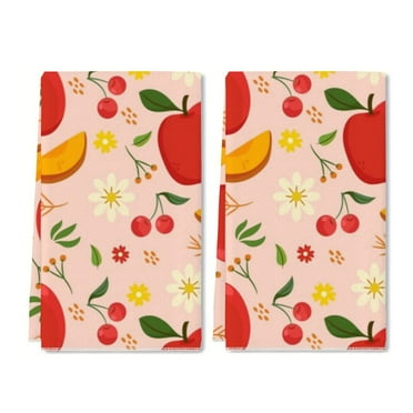 Cute Fruit Hand Towel Set of 2 Floral Bath Towels Soft Cherry Fingertip Face Towel for Bathroom Kitchen Hotel Spa Decor Gift 24 x 16 Inches