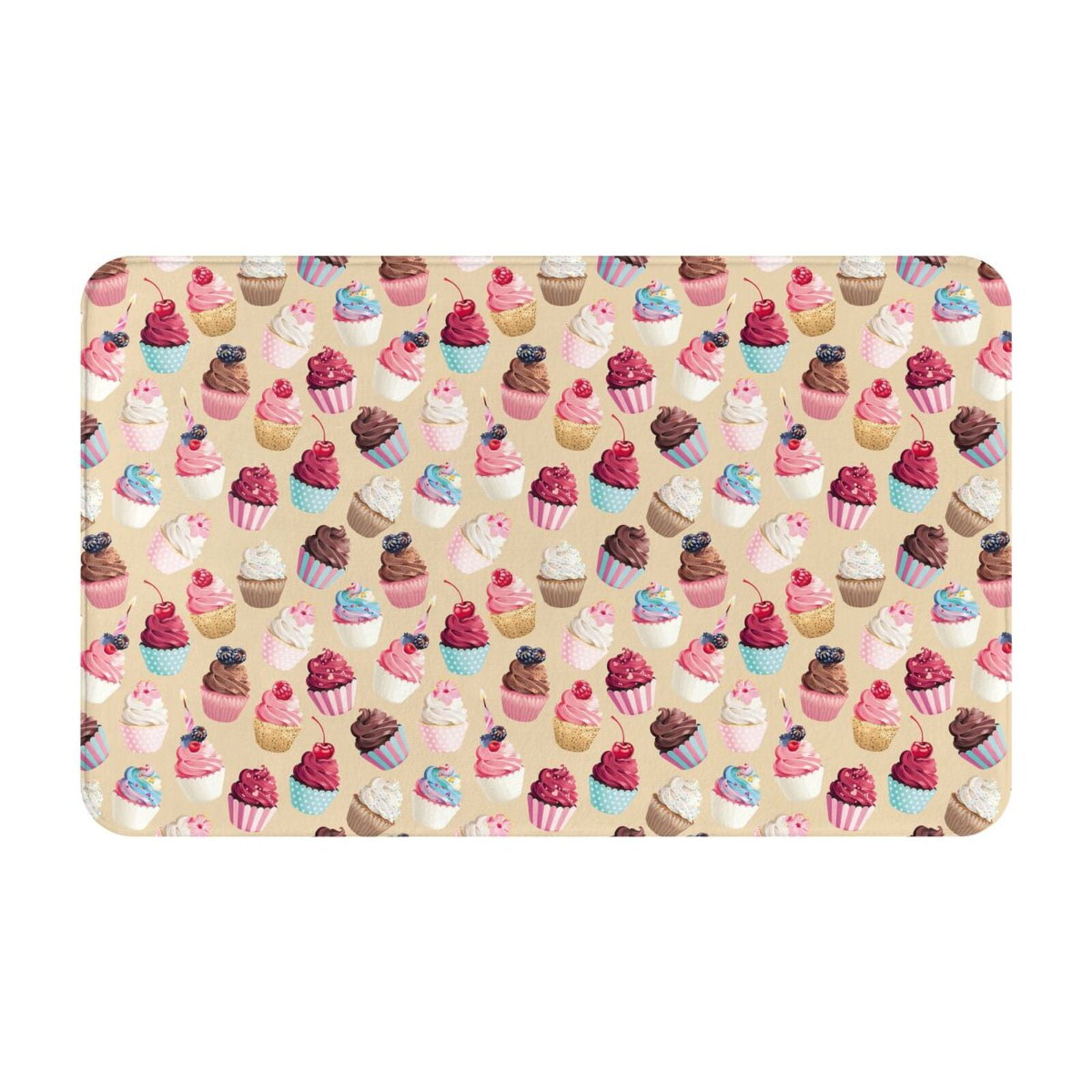 Cute Fruit Ice Cream Print Front Door Mat, Indoor Mats for Bedroom