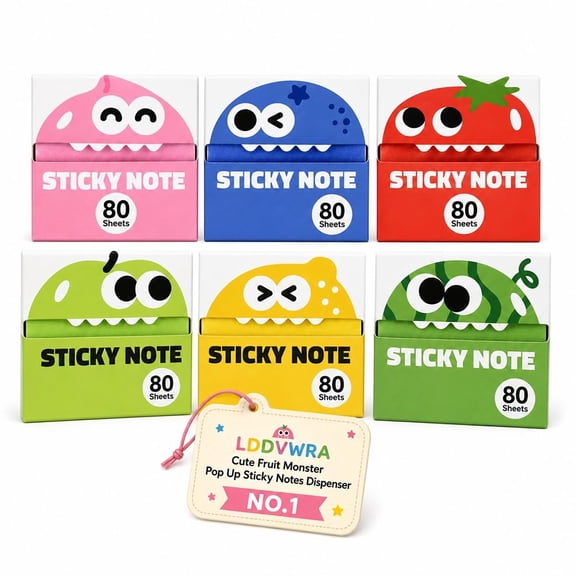 Cute Fruit Monster Pop Up Sticky Notes Dispenser Transparent Translucent Magic Stationery Index Tabs Clear Reusable Office Memo Pull Out Separator Puzzle Activity Study Book Tomato Box
